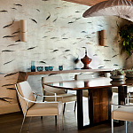 Обои ручная роспись Fishes Blue Pearl on Tarnished Silver gilded silk with pearlescent antiquing варинант исполнения - 4 | Loft Concept в Санкт-петербурге