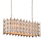 Люстра овальной формы с фактурным серебряным каркасом и тканевым абажуром Silver Honeycomb варинант исполнения - 1 | Loft Concept в Санкт-петербурге