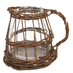 Кашпо стеклянное в плетёной корзине Mistress варинант исполнения - 1 | Loft Concept в Санкт-петербурге