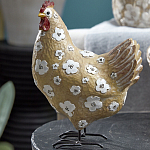 Статуэтка курица с белым цветочным узором и металлическими ножками Rustic Chicken варинант исполнения - 3 | Loft Concept в Санкт-петербурге