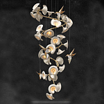 Люстра каскадная из белых цветов каллы и птичек Refined Taste of Light варинант исполнения - 1 | Loft Concept в Санкт-петербурге