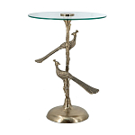 Столик с круглой стеклянной столешницей и корпусом в виде двух павлинов на ветке Table Two Peacocks варинант исполнения - 4 | Loft Concept в Санкт-петербурге