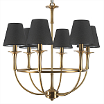 Люстра на металлическом основании бронзового цвета с 6-ю черными конусовидными абажурами Dignity варинант исполнения - 6 | Loft Concept в Санкт-петербурге