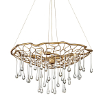 Люстра подвесная золотого цвета с металлическим сетчатым основанием и стеклянными каплевидными подвесками Hinkley варинант исполнения - 1 | Loft Concept в Санкт-петербурге