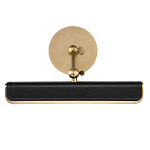 Светильник для картин цвет винтажная латунь с прямоугольным плафоном из кожи черного цвета Alora варинант исполнения - 3 | Loft Concept в Санкт-петербурге