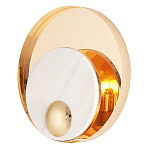 Бра с круглым плафоном из белого мрамора и золотистым металлическим обрамлением  Ginger & Jagger варинант исполнения - 1 | Loft Concept в Санкт-петербурге