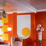 Обои ручная роспись Chez Nina by India Mahdavi Lantana colourway on Arancio dyed silk варинант исполнения - 5 | Loft Concept в Санкт-петербурге