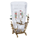 Ваза стеклянная прозрачная с бронзовым основанием в виде ветвей и фарфоровыми птичками Eden Garden варинант исполнения - 2 | Loft Concept в Санкт-петербурге