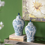 Ваза с крышкой и голубым цветочным рисунком на белом фоне Blue & White Ornament варинант исполнения - 6 | Loft Concept в Санкт-петербурге