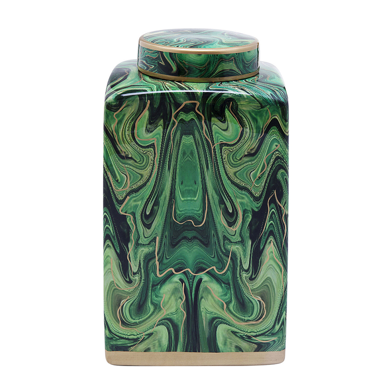 Ваза с малахитовым узором MALACHITE Малахит Золотой в Санкт-петербурге | Loft Concept 