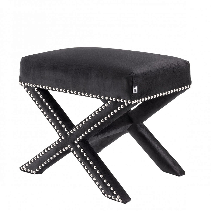 Оттоманка Eichholtz Stool Perugia Black Черный Никель в Санкт-петербурге | Loft Concept 