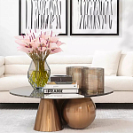 Дизайнерский журнальный стол с круглой столешницей на 3-х геометрических ножках Lehumod варинант исполнения - 4 | Loft Concept в Санкт-петербурге