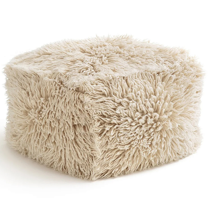 Пуф из шерсти Berthe Fluffy Pouf Бежевый в Санкт-петербурге | Loft Concept 