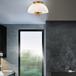 Подвесной светильник золотого цвета с полусферическим опаловым плафоном и декоративным элементом Elstead Lighting варинант исполнения - 9 | Loft Concept в Санкт-петербурге