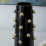 Ваза черная цилиндрическая с глянцевым покрытием и золотыми декоративными элементами Molecule Collection варинант исполнения - 2 | Loft Concept в Санкт-петербурге