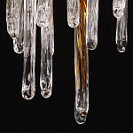 Люстра линейная золотого цвета с декоративными ветвями и длинными стеклянными подвесками в форме сосулек Droplet Chandelier варинант исполнения - 9 | Loft Concept в Санкт-петербурге