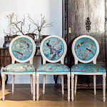 Стул из массива бука с изображением птиц и цветов Turquoise Beige Chinoiserie Garden Chair варинант исполнения - 7 | Loft Concept в Санкт-петербурге