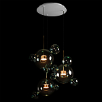Люстра подвесная с прозрачными бирюзовыми стеклянными шарами и круглым основанием 3 лампы Giopato & Coombes варинант исполнения - 4 | Loft Concept в Санкт-петербурге