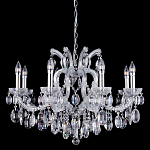 Люстра подвесная с 8-ю лампочками и прозрачными хрустальными подвесками на хромированном основании Crystal lamps варинант исполнения - 1 | Loft Concept в Санкт-петербурге