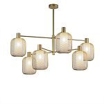 Люстра потолочная с абажурами из металлической сетки Loft Grid Pendant Gold варинант исполнения - 1 | Loft Concept в Санкт-петербурге