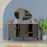 Комод цвета древесины с 3-мя дверцами и выдвижным ящиком темно-серого цвета SPARK CONSOLE OAK ANTHRACITE варинант исполнения - 2 | Loft Concept в Санкт-петербурге