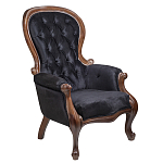 Кресло с мягкой обивкой из черного велюра на 4-х деревянных ножках Evelyn Classical Armchair варинант исполнения - 1 | Loft Concept в Санкт-петербурге
