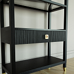 Стеллаж Elsa Dreams Black со стеклянными полками и ящиком варинант исполнения - 2 | Loft Concept в Санкт-петербурге