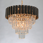 Люстра из черного металла с многоярусными подвесками из прозрачного хрусталя на золотой цепи Empire Black Chandelier Crystal варинант исполнения - 3 | Loft Concept в Санкт-петербурге