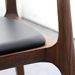 Стул деревянный с мягким сиденьем из черной натуральной кожи Moon Walnut Furniture варинант исполнения - 7 | Loft Concept в Санкт-петербурге