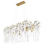 Люстра подвесная прямоугольная с бронзовыми акцентами и прозрачными стеклянными каплями Droplet Chandelier варинант исполнения - 3 | Loft Concept в Санкт-петербурге