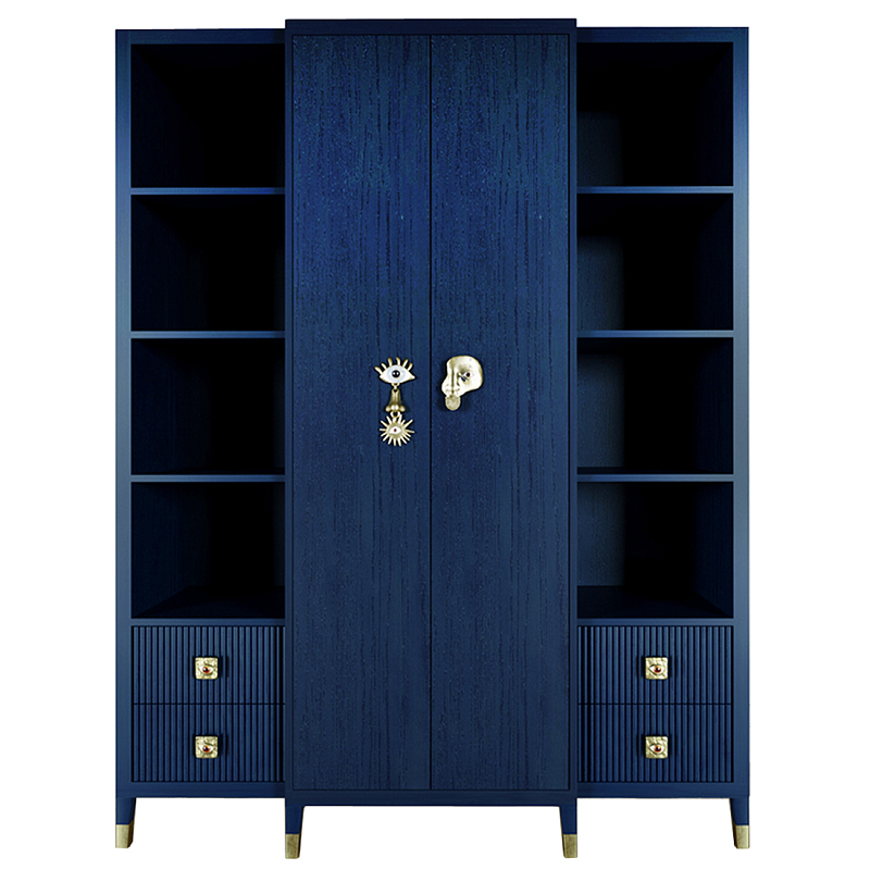 Большой шкаф с витриной Elsa Dreams Blue Синий Золотой в Санкт-петербурге | Loft Concept 