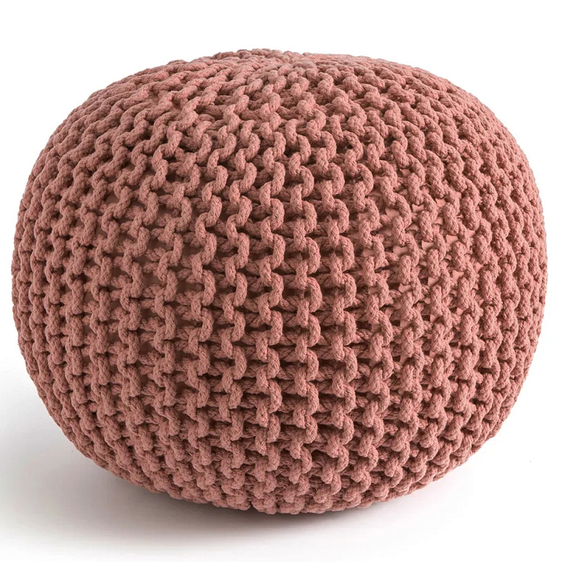 Круглый вязаный пуф Pink Knitted Ball Pouf Розовый в Санкт-петербурге | Loft Concept 