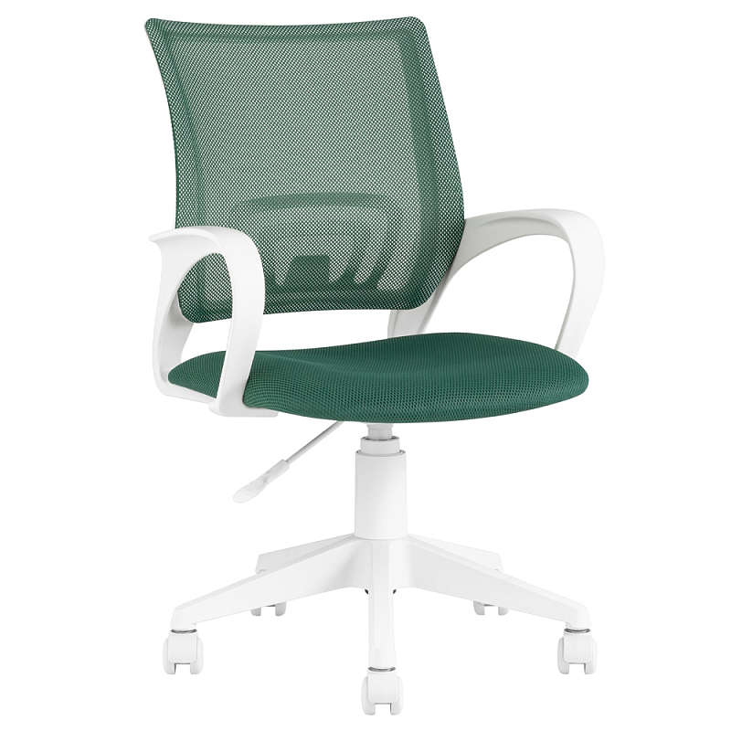 Офисное кресло с основанием из белого пластика Desk chairs Green Зеленый Белый в Санкт-петербурге | Loft Concept 