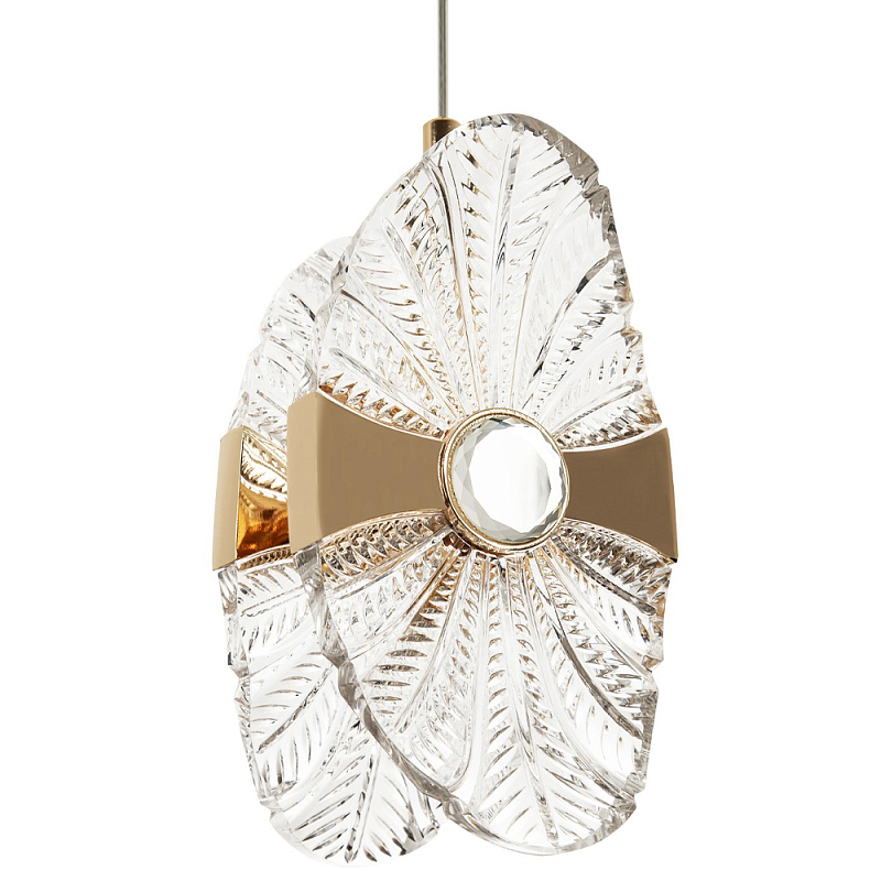 Подвесной светильник из хрусталя Fleuretta Crystal Gold Hanging Lamp Прозрачное Стекло Золотой в Санкт-петербурге | Loft Concept 