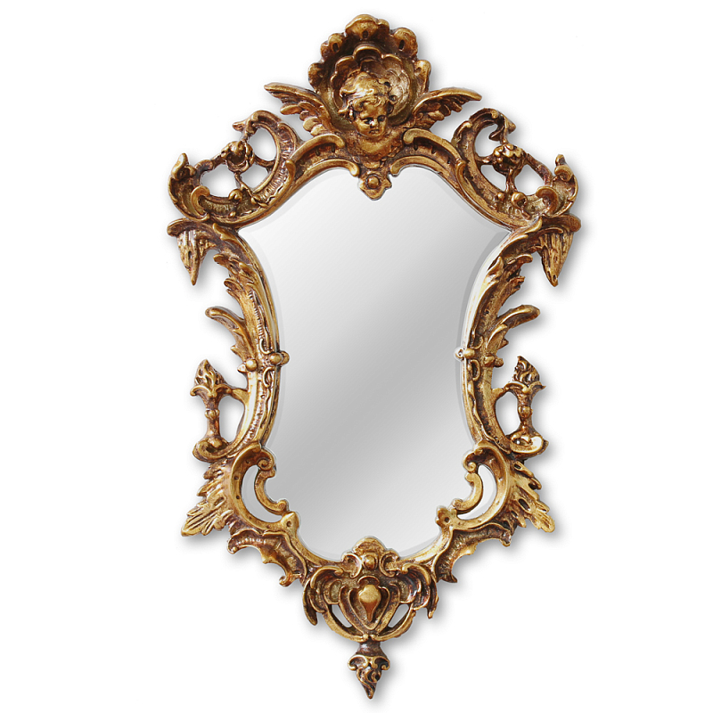 Зеркало настенное в ажурной раме золотого цвета с эффектом старины Classic Ornament Mirror Золотой в Санкт-петербурге | Loft Concept 