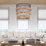 Люстра трехъярусная с декором из круглых деревянных бусин с кисточками Gray Brown Wooden Beads Chandelier варинант исполнения - 5 | Loft Concept в Санкт-петербурге