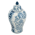 Ваза с крышкой и голубым цветочным рисунком на белом фоне Blue & White Ornament варинант исполнения - 1 | Loft Concept в Санкт-петербурге