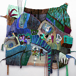 Панно гобелен яркие Пространство-Время TimeSpace Blue варинант исполнения - 1 | Loft Concept в Санкт-петербурге