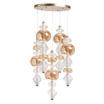 Люстра с плафонами из прозрачного и янтарного стекла в виде шаров и ромбов Gabriel Scott Luna варинант исполнения - 2 | Loft Concept в Санкт-петербурге