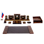 Настольный письменный набор с часами из природного камня обсидиана Royal Set варинант исполнения - 1 | Loft Concept в Санкт-петербурге