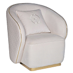 Кресло велюровое оттенка слоновой кости с простроченной спинкой Perfect Comfort варинант исполнения - 1 | Loft Concept в Санкт-петербурге