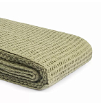 Плед из шерсти зеленого цвета с бахромой Waffle Comfort варинант исполнения - 3 | Loft Concept в Санкт-петербурге