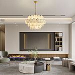 Люстра четырехъярусная с подвесками в форме дисков Cryptocrystalline Stone варинант исполнения - 6 | Loft Concept в Санкт-петербурге