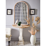 Зеркало-окно настенное в венецианском стиле с деревянной рамой бежевого цвета Venetian Smooth варинант исполнения - 4 | Loft Concept в Санкт-петербурге