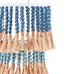 Подвесной светильник двухъярусный с декором из круглых деревянных бусин с кисточками Blue Wooden Beads Chandelier варинант исполнения - 1 | Loft Concept в Санкт-петербурге