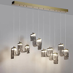 Подвесной светильник линейный с плафонами волнистой формы из фактурного стекла Big Wave варинант исполнения - 4 | Loft Concept в Санкт-петербурге