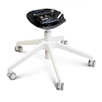 Стул с мягкой синей обивкой из велюра и подъемно-поворотным механизмом на белых колесиках Harper Blue and White варинант исполнения - 5 | Loft Concept в Санкт-петербурге