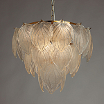 Люстра на цепи с прозрачными стеклянными подвесками в виде листьев Textured Glass Chandelier варинант исполнения - 3 | Loft Concept в Санкт-петербурге