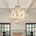 Люстра  с каскадом из круглых декоративных элементов  White Clear Glass Chandelier варинант исполнения - 4 | Loft Concept в Санкт-петербурге