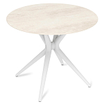 Стол обеденный с круглой столешницей из керамики на четырех белых ножках Sand Ceramics варинант исполнения - 3 | Loft Concept в Санкт-петербурге